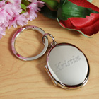 Initial or Name Silver Oval Locket Keychain